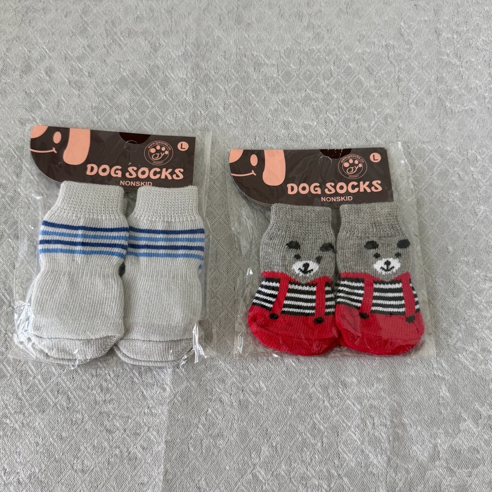 Dog Socks Set - Gray and Red